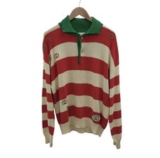 Gucci Jumper Mens Size M Red Cream Green Striped Designer
