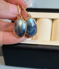 Genuine Saltwater Pearl Blue Mabe Pearl Earrings Hooks