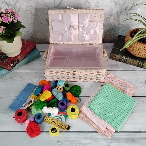 Woven plastic sewing craft box - woven,