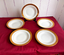 5 Limoges Porcelain Theodore Haviland Double Gold Inlay Hollow Plates