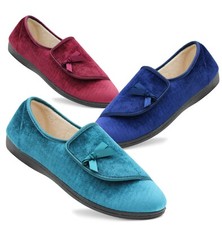 Womens Winter Slippers Faux Fur Lined Wide Opening Diabetic Orthopaedic Slippers