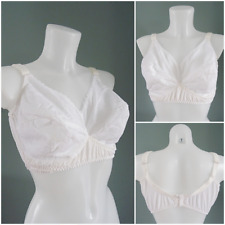Vintage 1980s Bra Brassiere White Floral Lace Cross Over Ladies 80s Size 40D