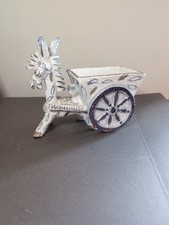 Mid Century Italian Pottery Donkey And Cart Planter By Fratelli Fanciullacci