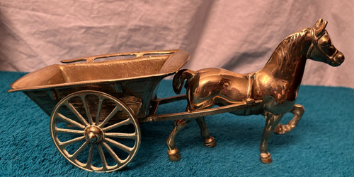 Vintage brass horse and cart - vintage,