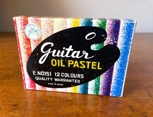 Vintage guitar oil pastels - guitar,