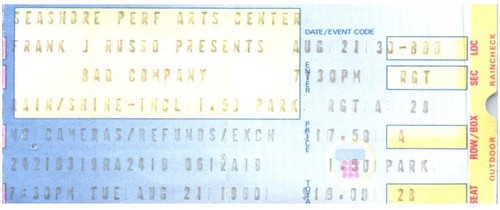Bad company concert ticket - concert,
