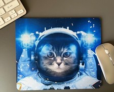 Mouse Mat Pad Cat in Space Laptop Desktop Office made in UK choose size