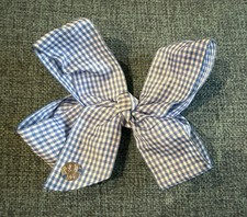 Jojo Siva Blue White Checked Gingham Hair Accessories Bow Medium