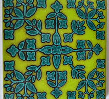 COOL RETRO MID CENTURY PILKINGTON CERAMIC TILE 6" SQUARE - GREEN GROUND