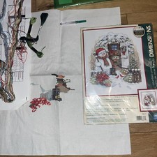 Dimensions Cross Stitch Kit Garden Shed Snowman Christmas vintage 2008 started 