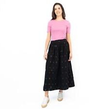 Seasalt Womens Midi Skirt Tawny Owl Golden Heyday Black Zip Flared A-line Party