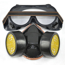 2pc Spray Paint Twin Cartridge Respirator Mask/Goggles Paint Kit Fumes Kept Out