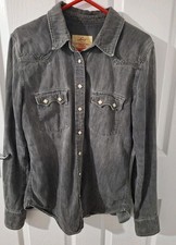 Levis Vintage Grey Sawtooth Western Shirt Rare Diamond Pearl Snap L/S Size S