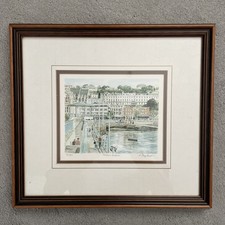 Glyn Martin Signed Limited Edition 37/850 Mounted Print of Torquay Harbour Used