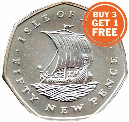 50p isle man viking - man,