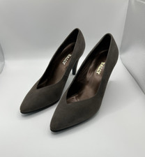 Bally Women's Grey Suede Pointed Toe Slip On Court Shoes Heels Ladies Size UK 5