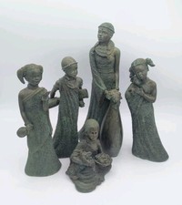 Kenton Masai African Tribal Woman and 4 Children Figurines Aged Bronze Effect