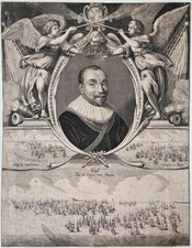 Antique portrait print, 1640 -