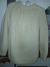 Attractive Handmade Cream Arran Style Jumper. Size 18. Gc