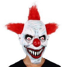 Costume Mask Scary Halloween Clown Mask Black & White with Hair