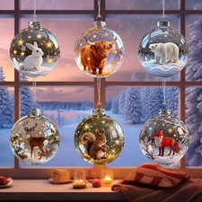 2026 Wildlife Animal 3D Acrylic Ball Christmas Ornaments Xmas Tree Home Decor