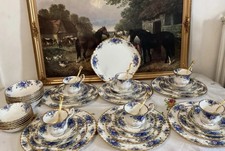 Royal Albert Blue Moonlight Rose China England Tea & Dinner Set Pristine Cond