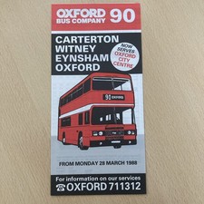 Oxford.  Bus. Timetable.  (.  90.   Carterton. Witney. 1988.   ) 