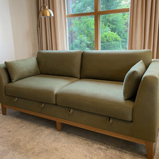 Fabric 2 Seater Sofa Green Modern Couch with Storage Seats Living Room Furniture