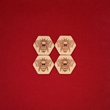 Hexagonal bee buttons 30mm - bee,