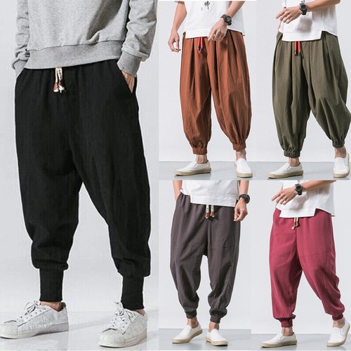 Men harem pants - wide, leg