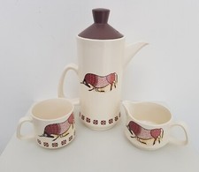 Palissy Taurus Design Royal Worcester Coffee Pot Coffee Cup & Creamer