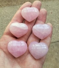 Rose Quartz Crystal Heart Gemstone Palmstone Natural Healing Stones Love 1x 32mm