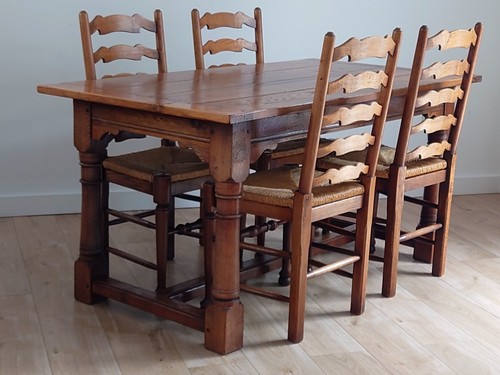 Country oak dining table and - table, 4