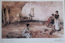 Gossip In A Provencal Wood Vault By Sir William Russel Flint R.A. Print Framed