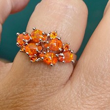 Orange Fire Opal Ring Cluster