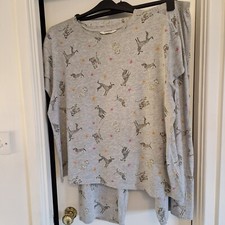 M AND S 'DOG DESIGN'  WOMENS 3/4 LENGTH PYJAMAS GREY MARL SIZE XL BNWOT