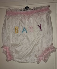 Baby EMBROIDERED  frilly KNICKERS PANTS ADULT  DIAPER NAPPY SISSY MAID BABY 