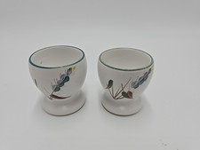 Denby Greenwheat Footed Egg Cups x2 - Vintage Stoneware - Good Condition