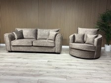 DFS - CHERISHED Style 3 Seater Sofa + Swivel Armchair, Formal Back - RRP £2,248