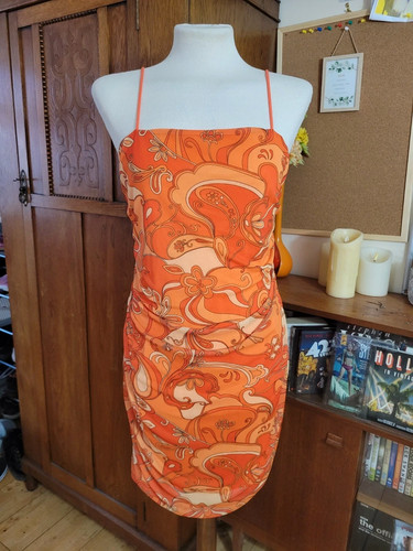 Y2k orange psychedelic mini - orange,
