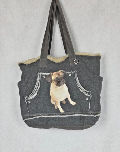 Fuzzynation pug tote bag gray - fuzzynation,