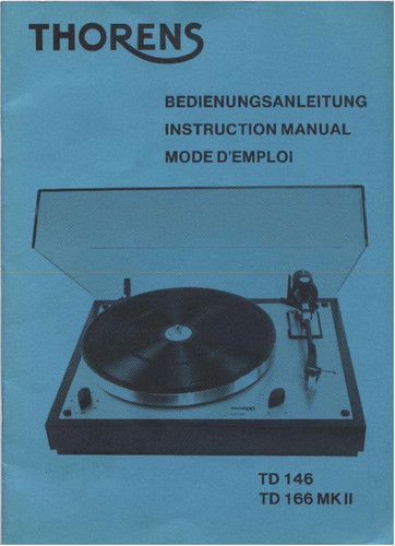Manual for thorens 146 - td, 146,