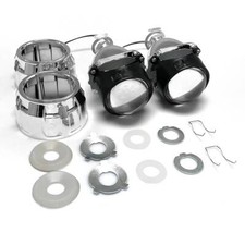 2 x Bi-Xenon HID Mini Retrofit Projectors Lens H1 Bulbs Shroud RHD/LHD