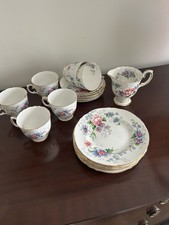 Crown Staffordshire Englands Glory 19 Piece Tea Set Cups Saucers Plates Jug Etc