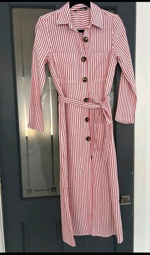 Zara red striped linen cotton - red,
