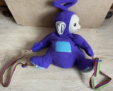 Teletubbies tinky winky Back-Pack Bag 1996 Sideways Facing Golden Bear Plush