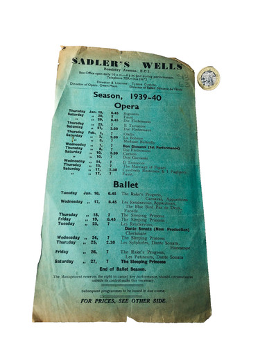Theatre programme sadlers - theatre,