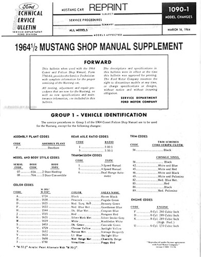1964 mustang shop manual - mustang,