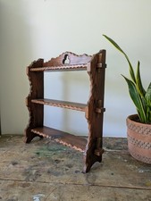 Vintage Clover Leaf Pine Bookcase Shelves Freestanding Tabletop Wall Shelf Folk