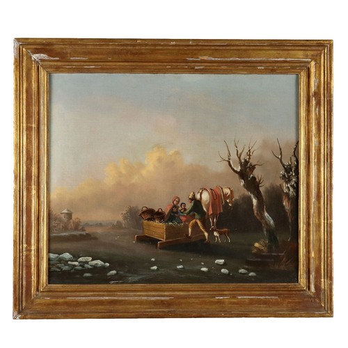 Antique painting with winter - antique,
